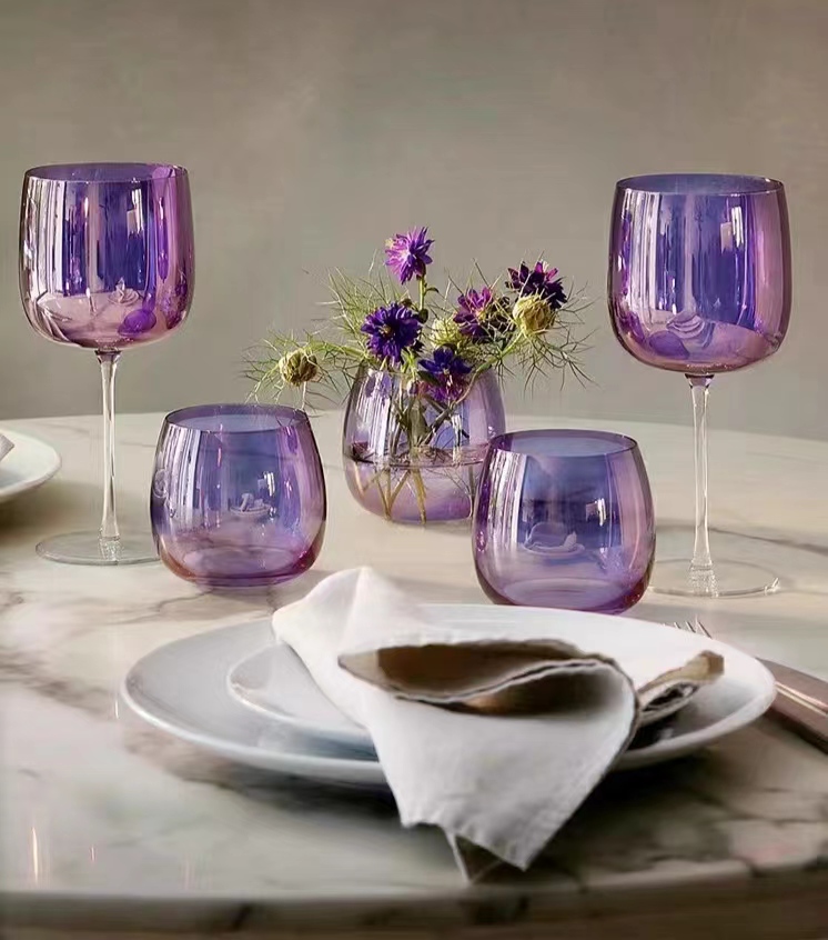 hand-made Aurora purple wine glass