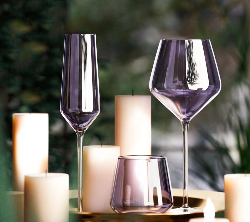 Aurora purple wine glass